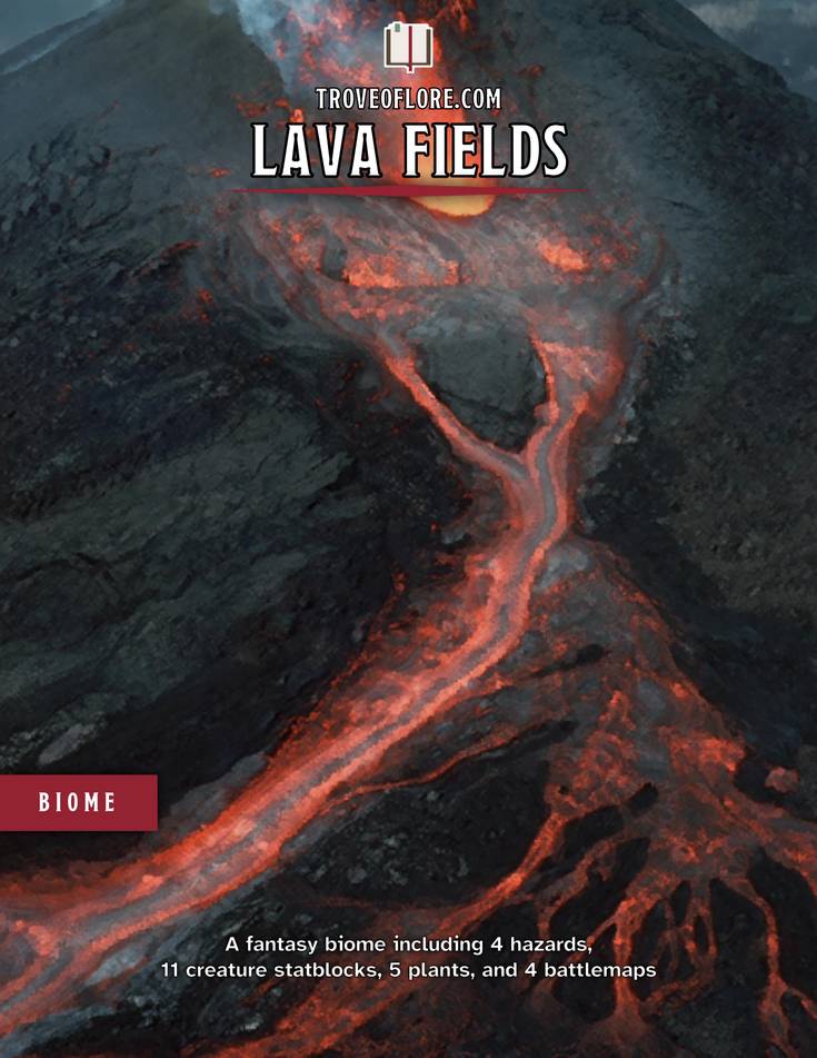 The cover for: Lava Fields — A fantasy biome.